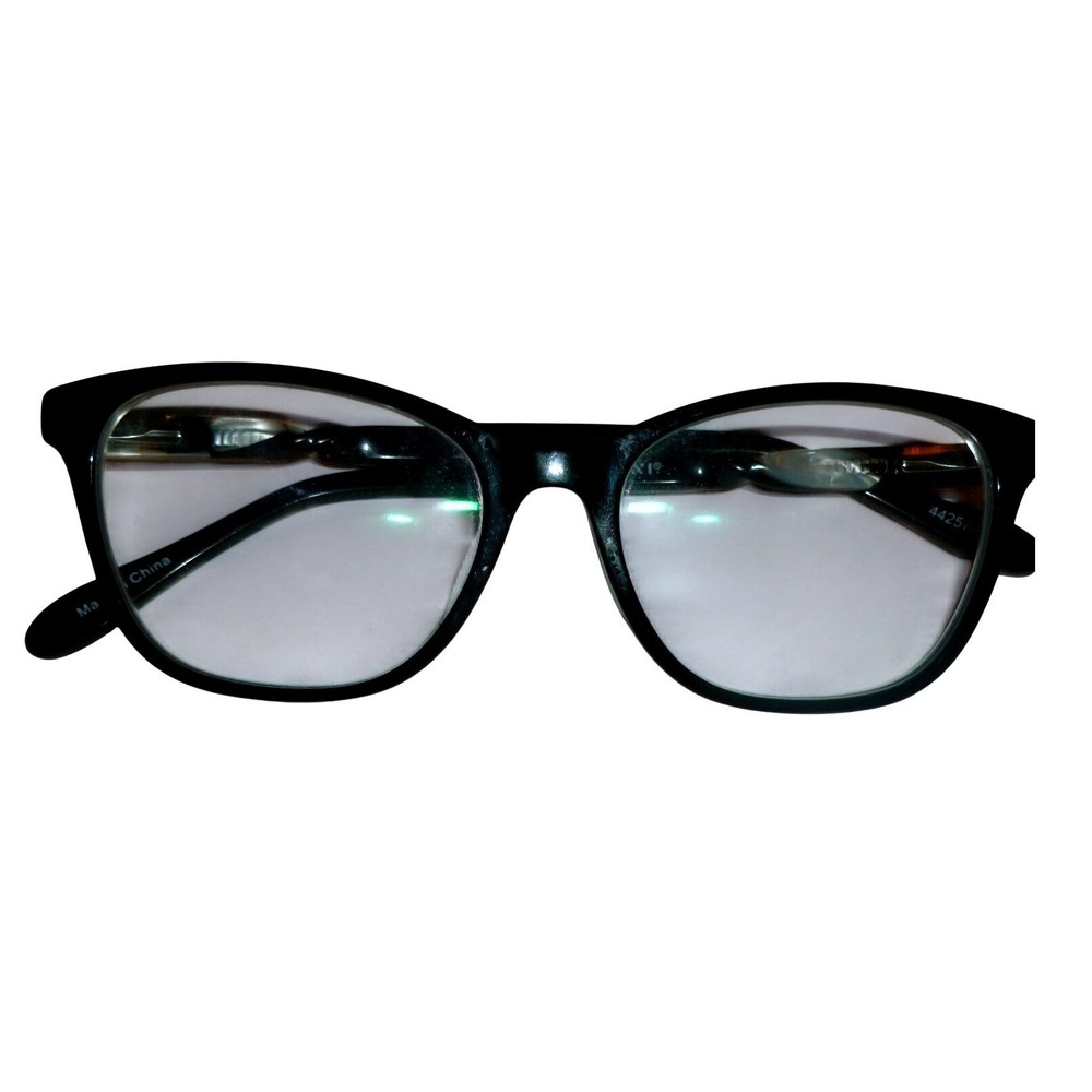 Zenni Optical 4425721 Black Rectangular Eyeglass Frames White Marble Temples‎